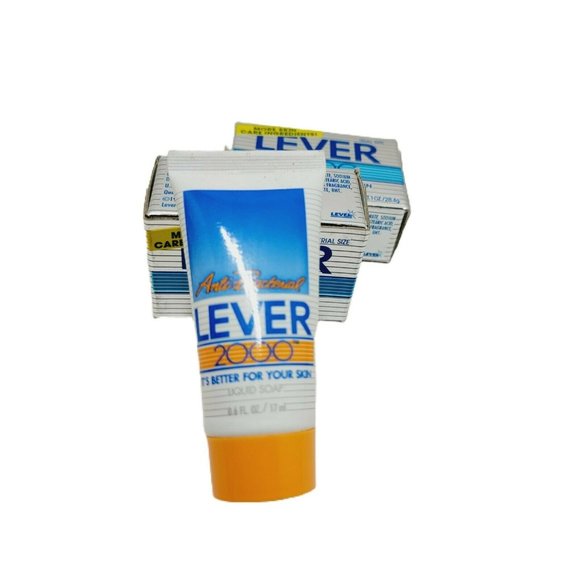 2pc Lever 2000 Unscented Deodorant Soap .1 OZ Trial Sz NOS 1994 Free Liquid Soap - Picture 6 of 6